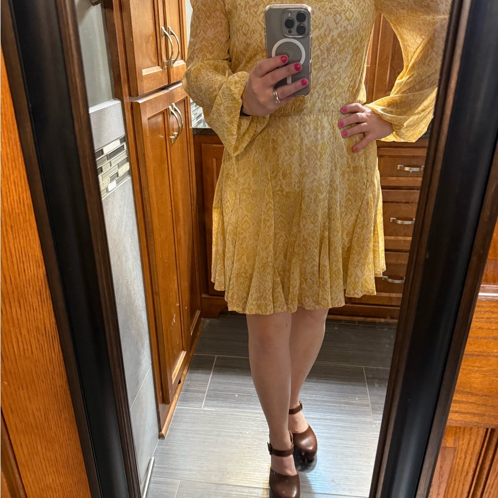 Elegant Yellow Patterned Dress